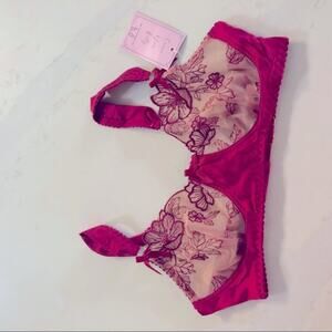 Empress Mimi red lace silk bra XS+ see size chart 30DD